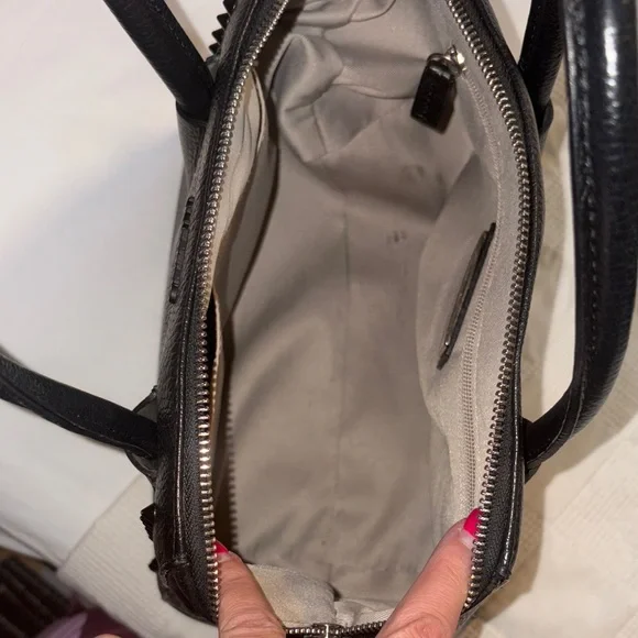 Valentino By Mario Valentino Black Textured Satchel with studs. - Picture 12 of 12